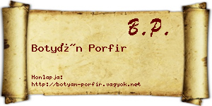 Botyán Porfir névjegykártya